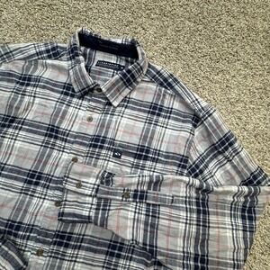 Fish Hippie Shirt Mens XL Gray‎ Plaid Rumfront Collection Flannel Hemp Button Up